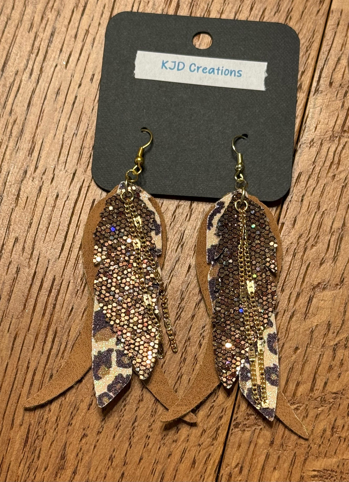 Leopard & Cheetah Animal Print Glitter Faux Leather Layered Fringe Dangle Earrings | Handmade Western Boho Statement Earrings