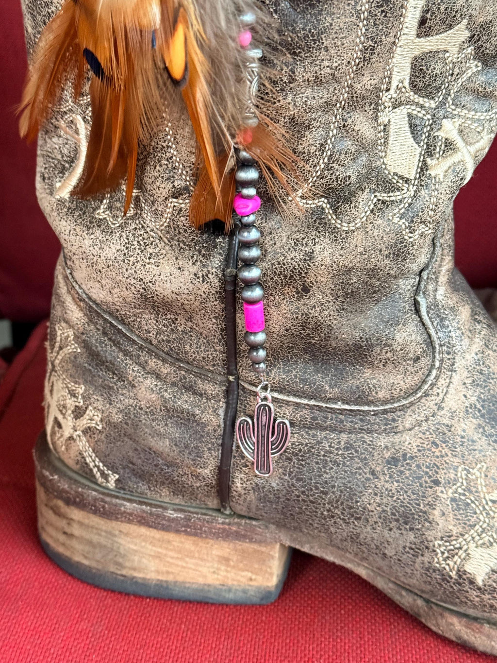 Western Boho Feather Boot Topper | Beaded Cowboy Boot Bling Charm