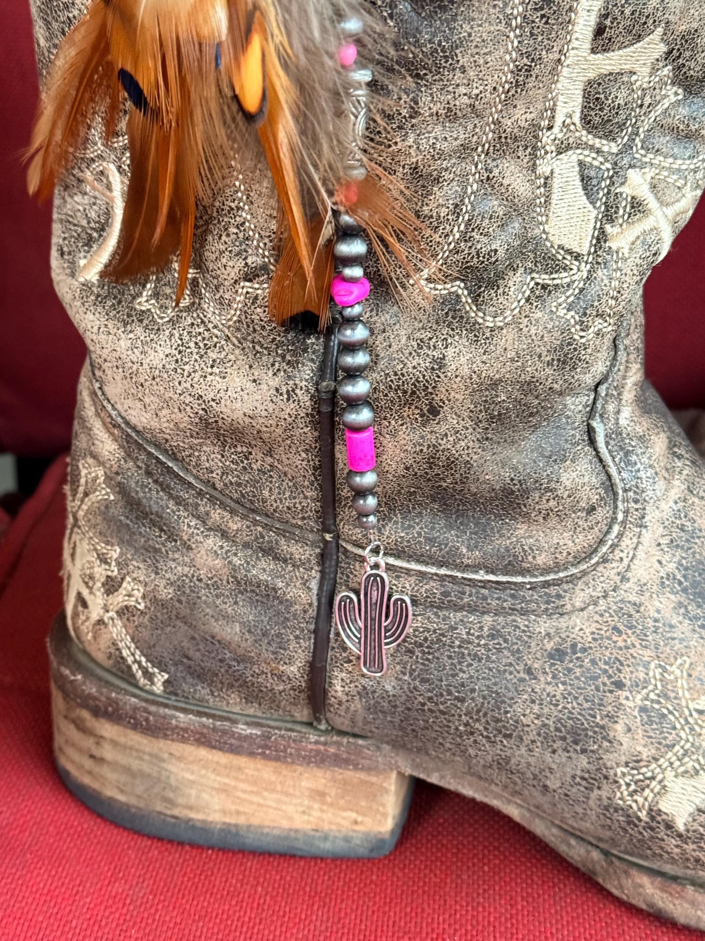 Western Boho Feather Boot Topper | Beaded Cowboy Boot Bling Charm