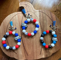 Mail Carrier Delivery Truck Silicone Beaded Wristlet Bracelet Keychain with Leather Tassel