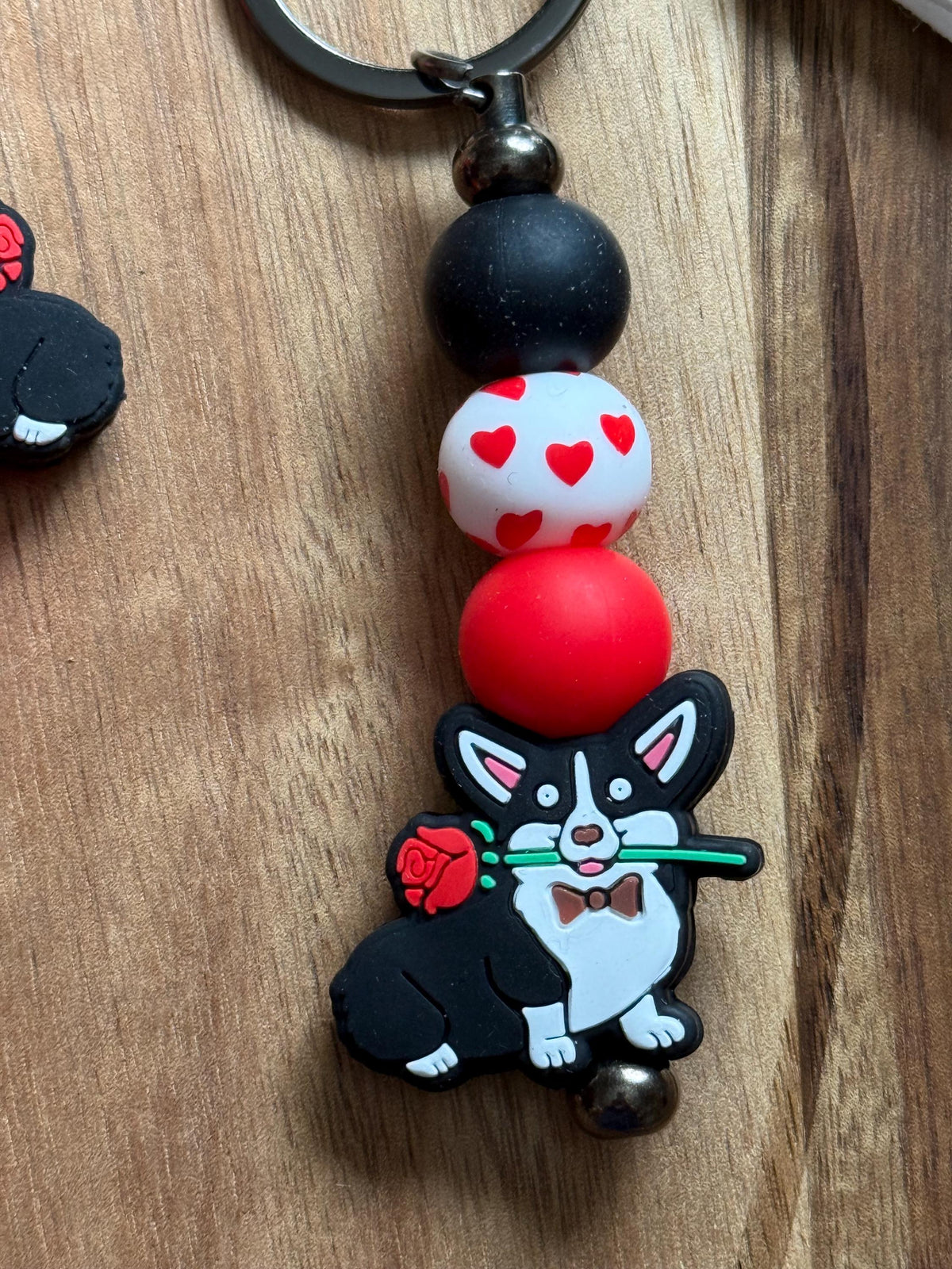 Corgi Dog Silicone Beaded Keychain & Wristlet with Leather Tassel | Pembroke & Cardigan Welsh Corgi