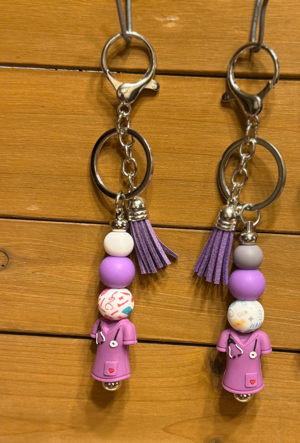 Scrub Life Silicone Beaded Keychain with Leather Tassel | Gift for Nurses, Doctors & Medical Professionals