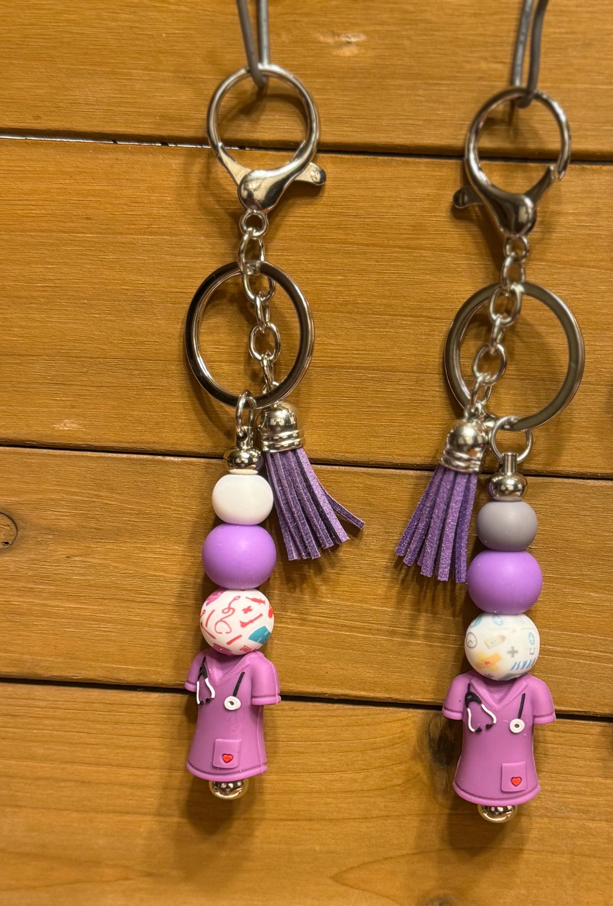 Scrub Life Silicone Beaded Keychain with Leather Tassel | Gift for Nurses, Doctors & Medical Professionals