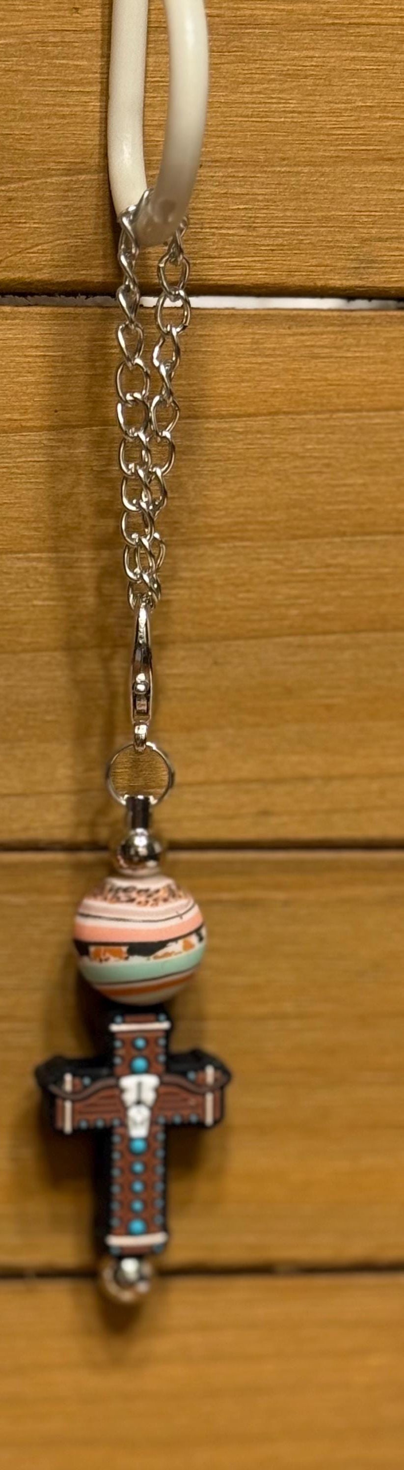  Silicone beaded tumbler cup handle dangle charm – Cross design