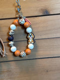 Goldendoodle Labradoodle Dog Silicone Beaded Keychain & Wristlet with Leather Tassel