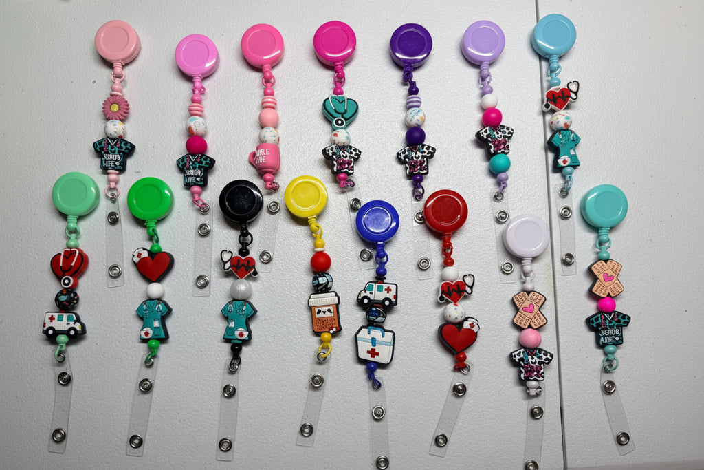 Silicone Beaded Retractable Badge Reel ID Holder for Nurses, Doctors & Healthcare Workers
