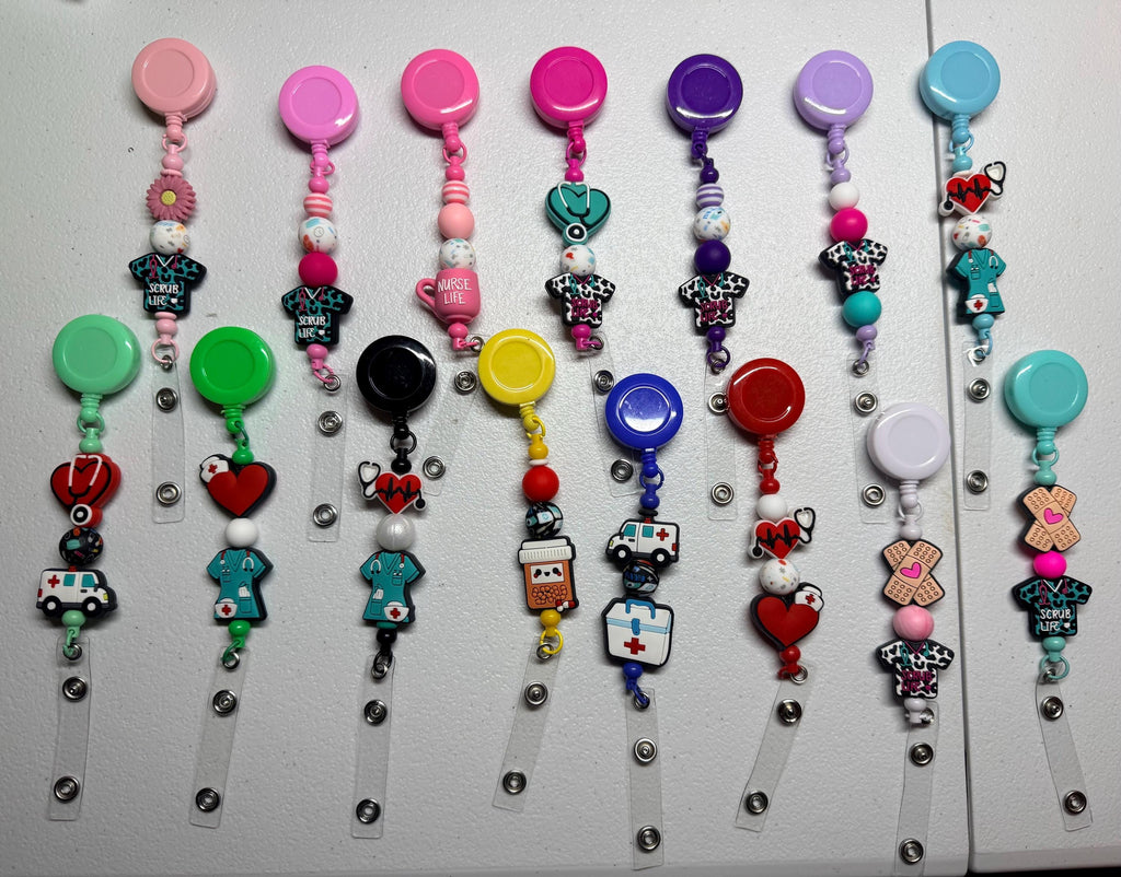 Silicone Beaded Retractable Badge Reel ID Holder for Nurses, Doctors & Healthcare Workers