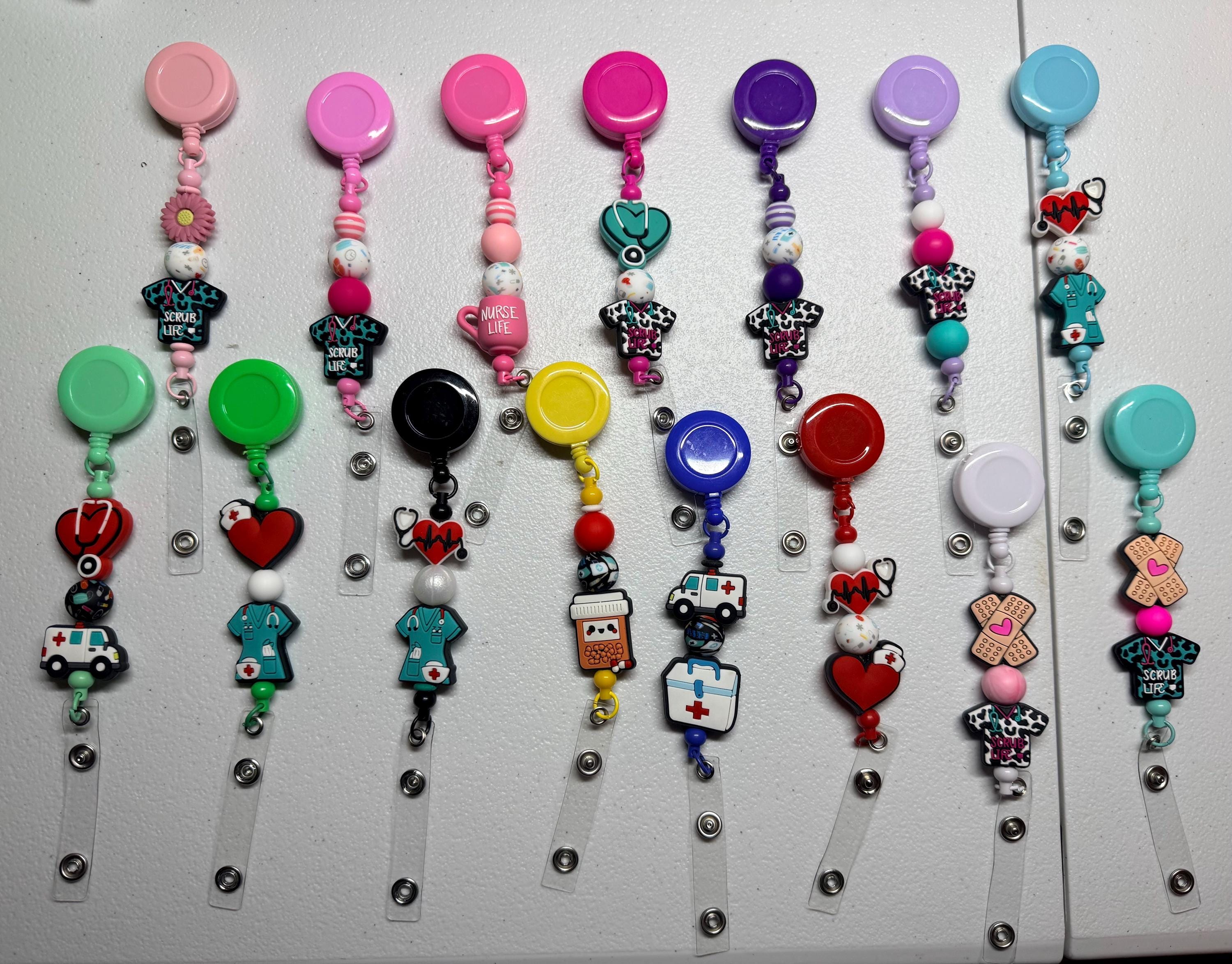Silicone Beaded Retractable Badge Reel ID Holder for Nurses, Doctors & Healthcare Workers