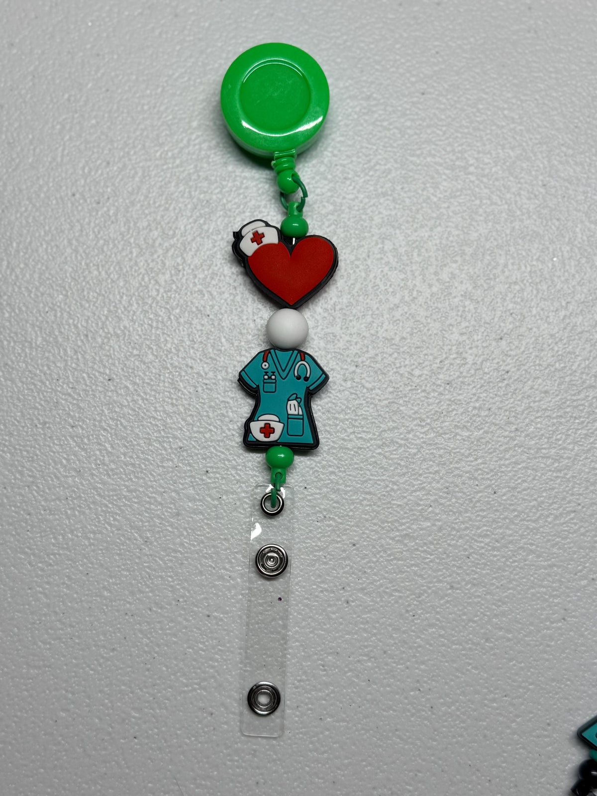 Silicone Beaded Retractable Badge Reel ID Holder for Nurses, Doctors & Healthcare Workers