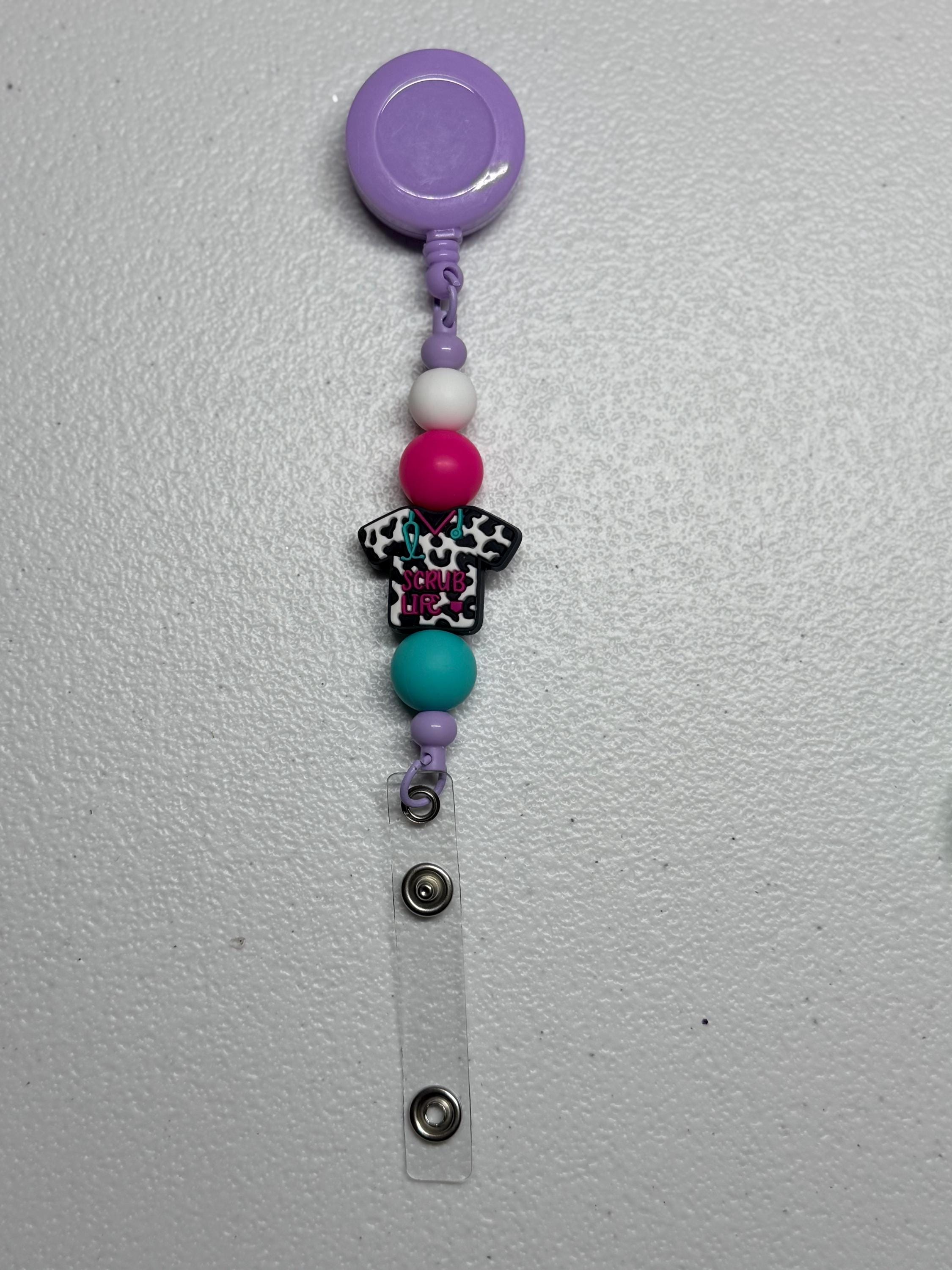 Silicone Beaded Retractable Badge Reel ID Holder for Nurses, Doctors & Healthcare Workers