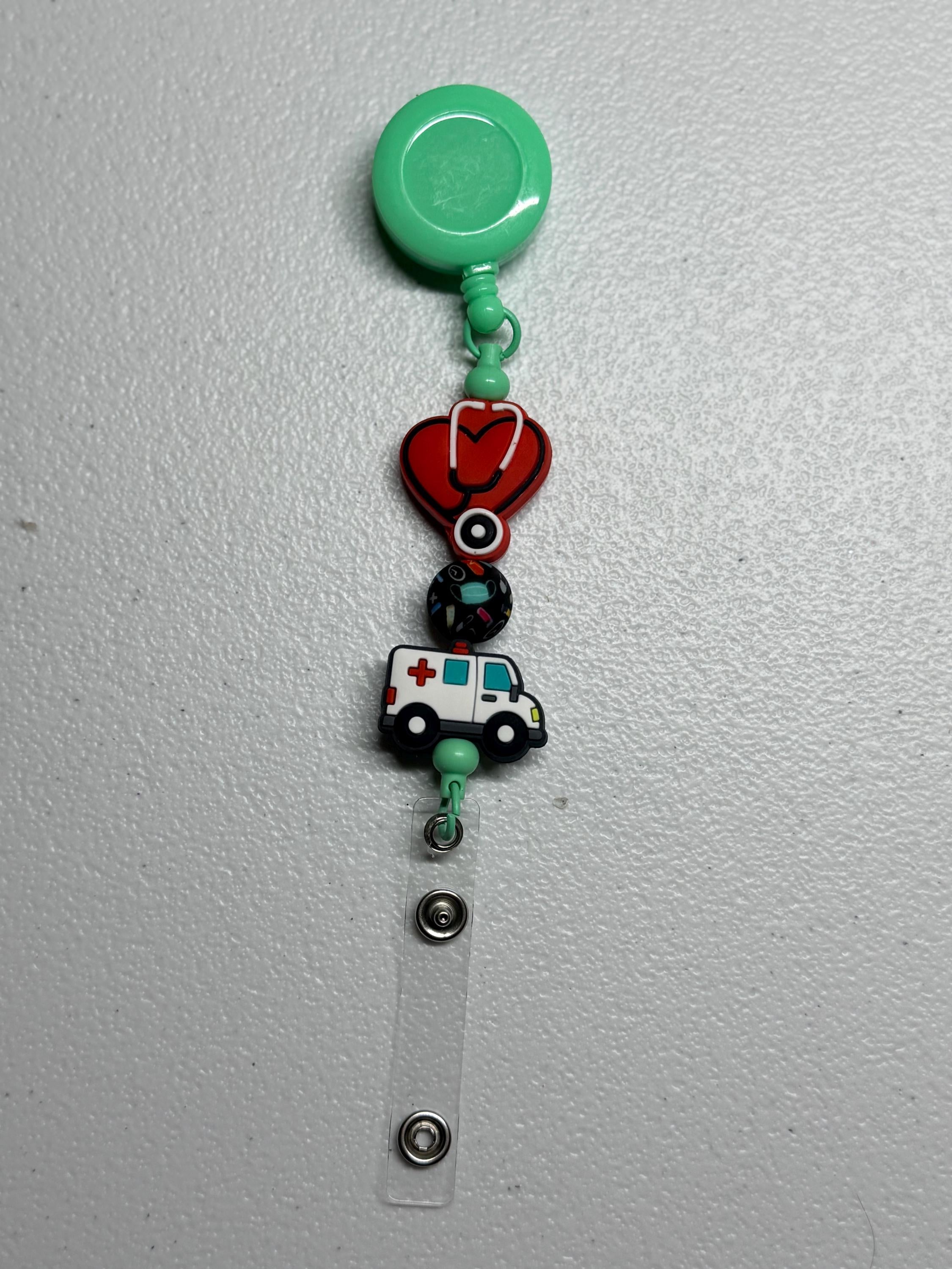 Silicone Beaded Retractable Badge Reel ID Holder for Nurses, Doctors & Healthcare Workers
