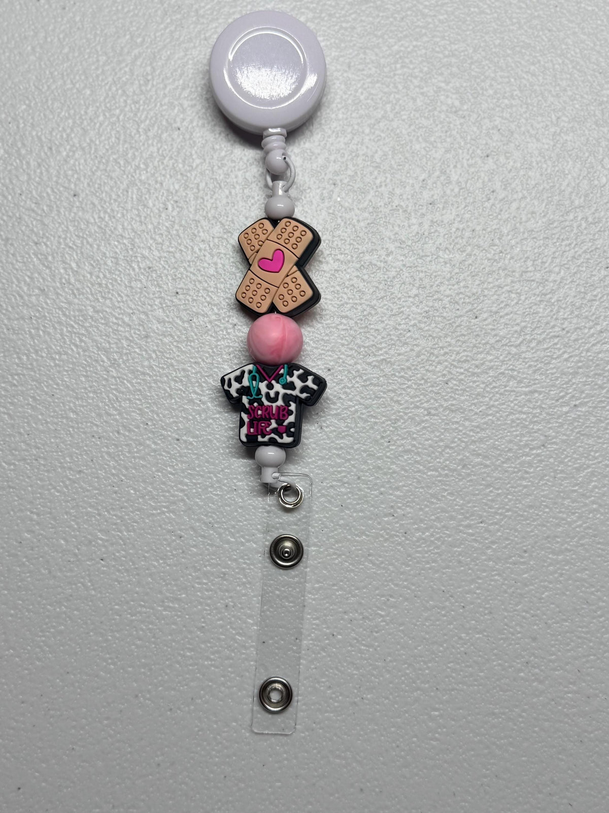 Silicone Beaded Retractable Badge Reel ID Holder for Nurses, Doctors & Healthcare Workers