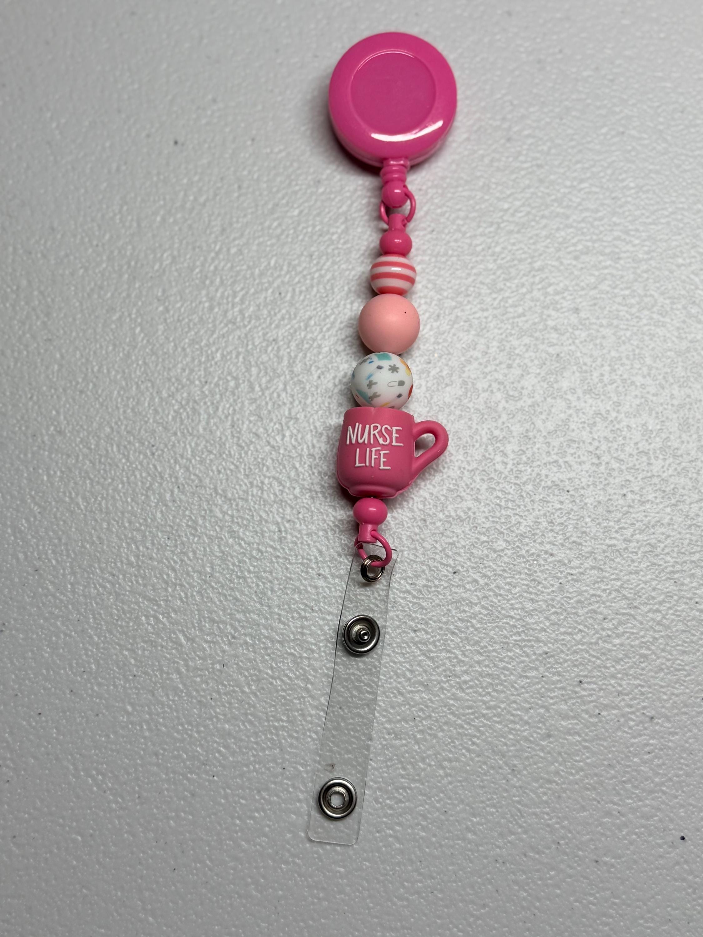 Silicone Beaded Retractable Badge Reel ID Holder for Nurses, Doctors & Healthcare Workers