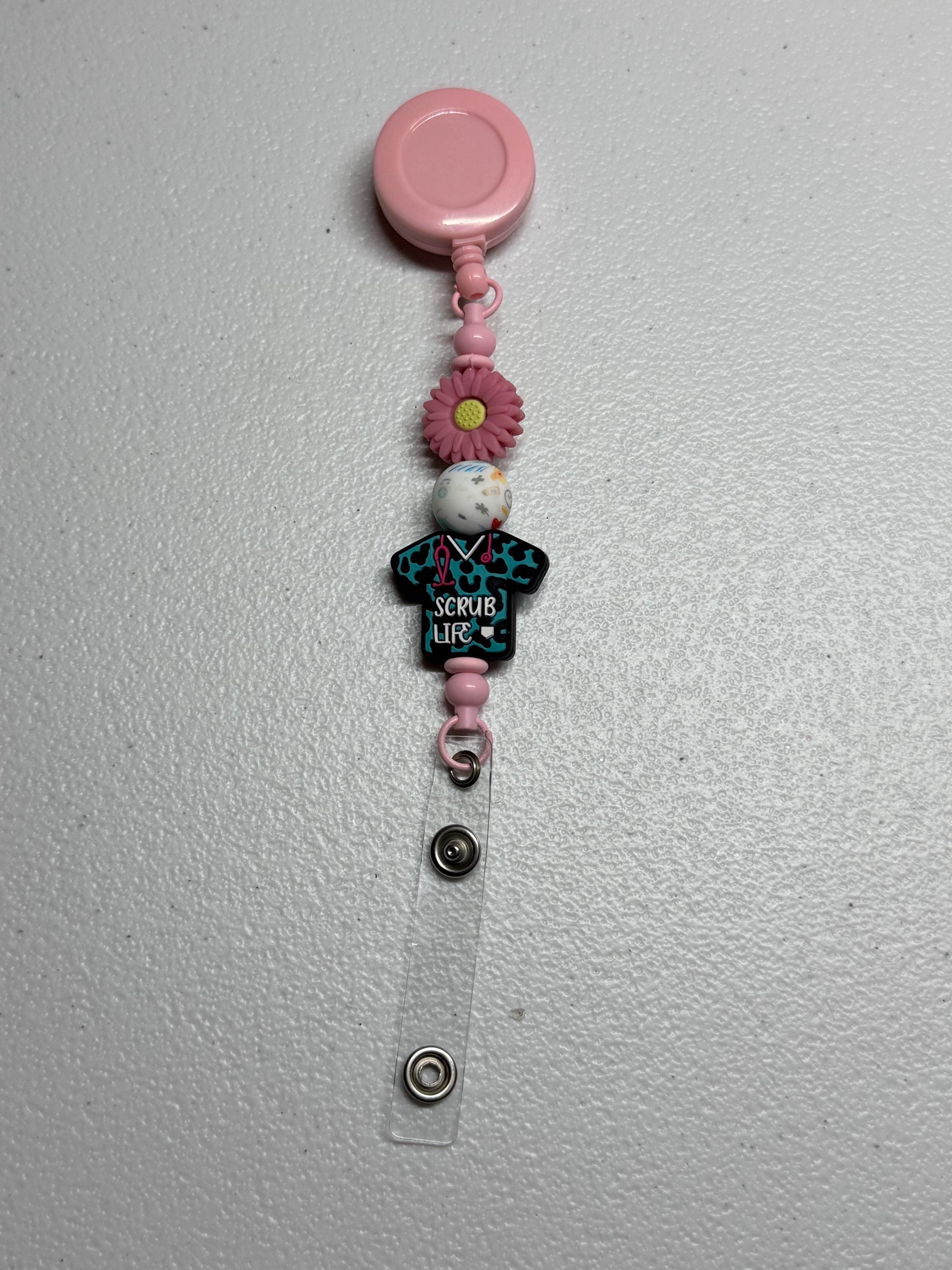 Silicone Beaded Retractable Badge Reel ID Holder for Nurses, Doctors & Healthcare Workers
