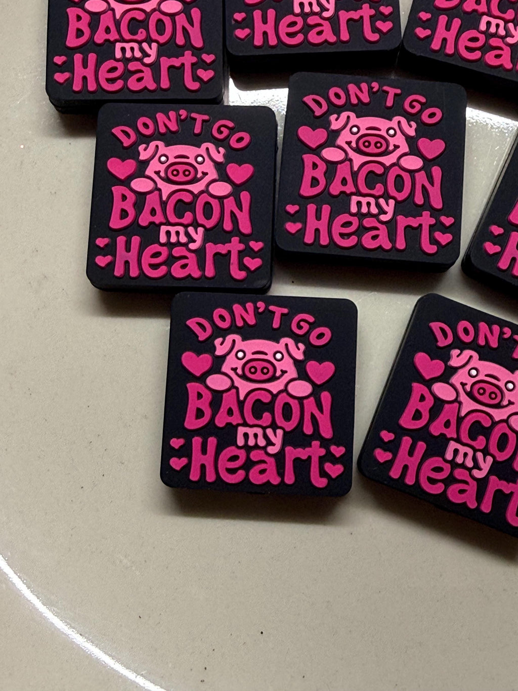 Don't Go Bacon My Heart | Pig Focal Silicone Bead | Keychains, Bracelets & Pens