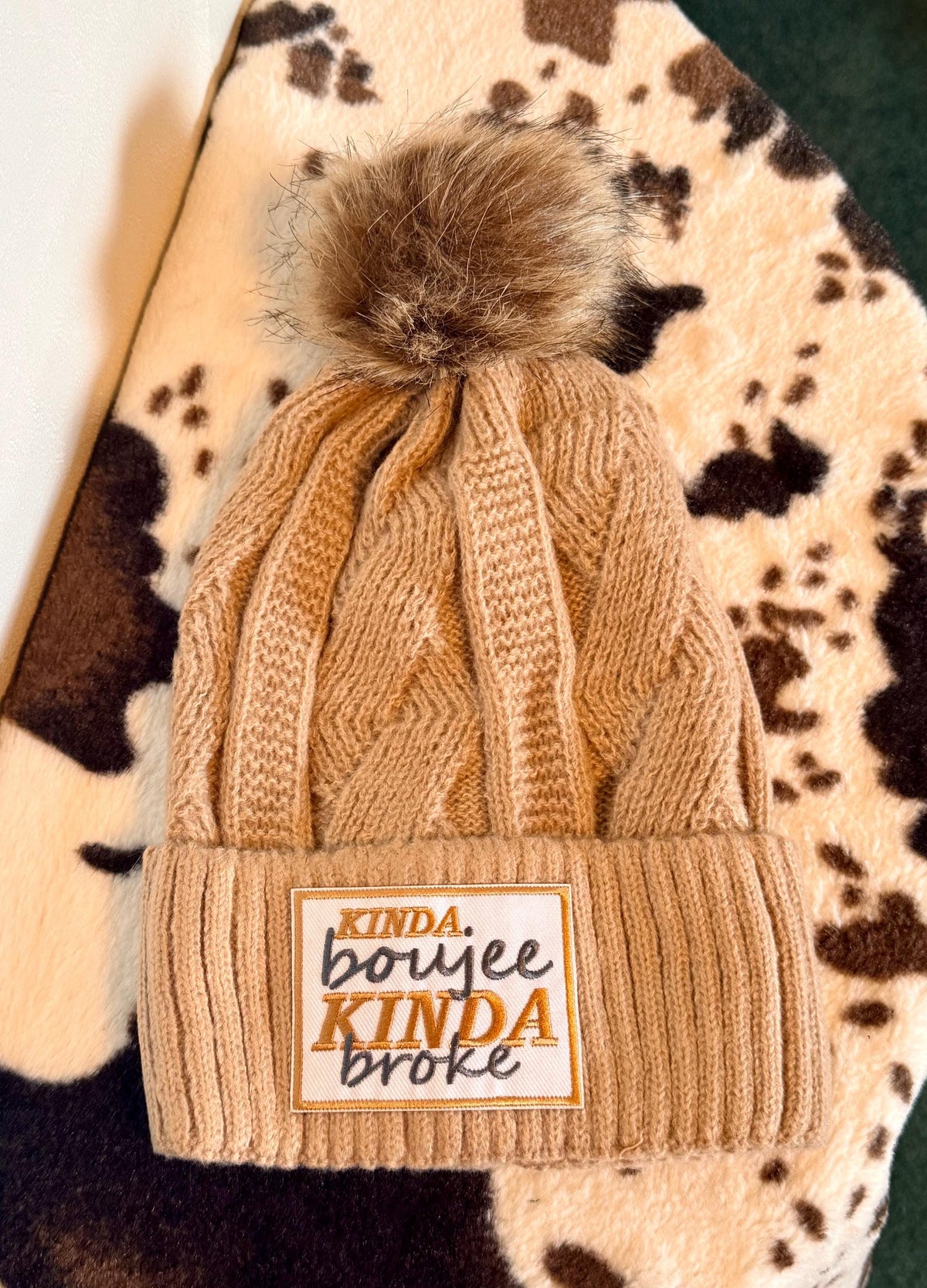 Knit Winter Beanie Hat with Faux Fur Pom-Pom – Funny Patch Styles | Boujee, Expensive & Spoiled