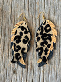 Leopard Print Faux Leather Dangle Earrings – Western Boho Fringe Style