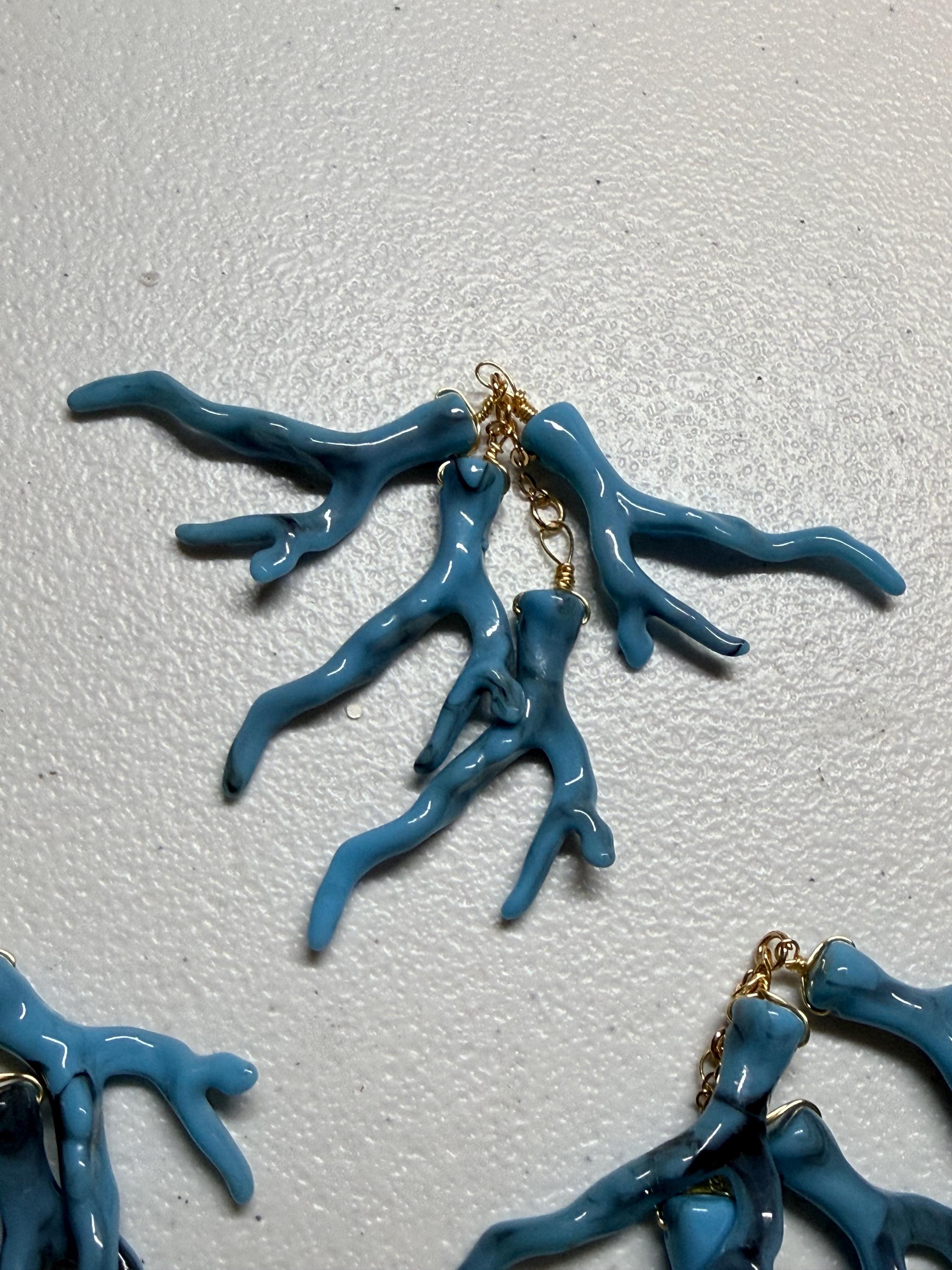 Boho Western Turquoise & Coral Necklace Charm Pendant