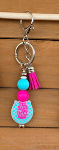 Western Sassy Sayings Silicone Beaded Keychain with Leather Tassel | Howdy, Yell Naw, Skeleton & More