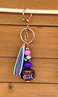 Small Town Girl Silicone Beaded Keychain & Wristlet with Leather Tassel