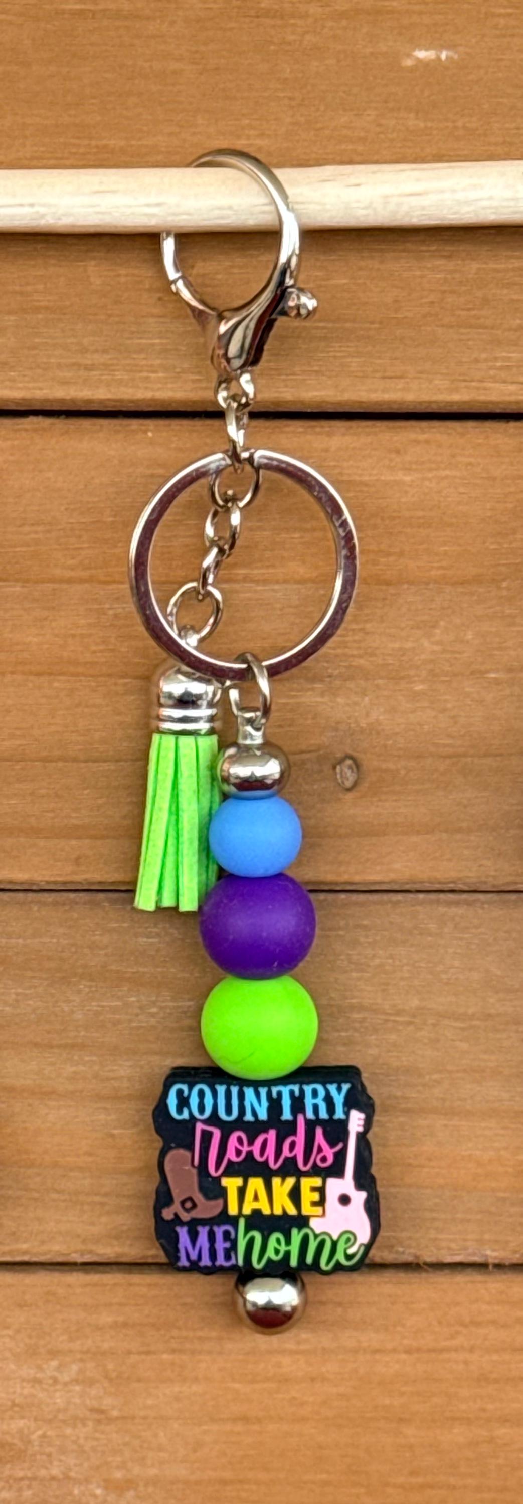 Country Music Silicone Beaded Keychain | 90s Country & Classic Country Roads Bag Charm