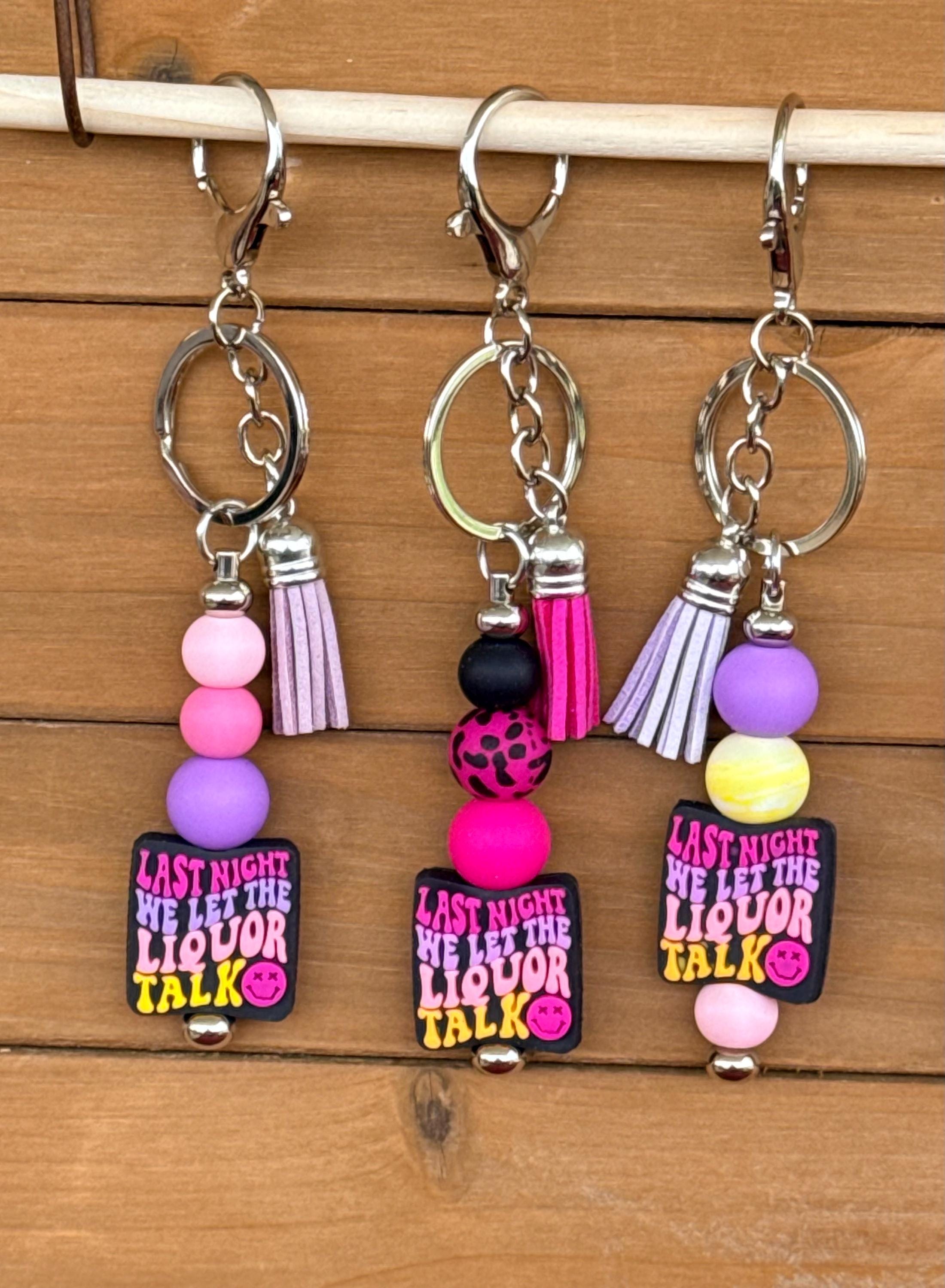 Country Music Fan Silicone Beaded Keychain with Leather Tassel