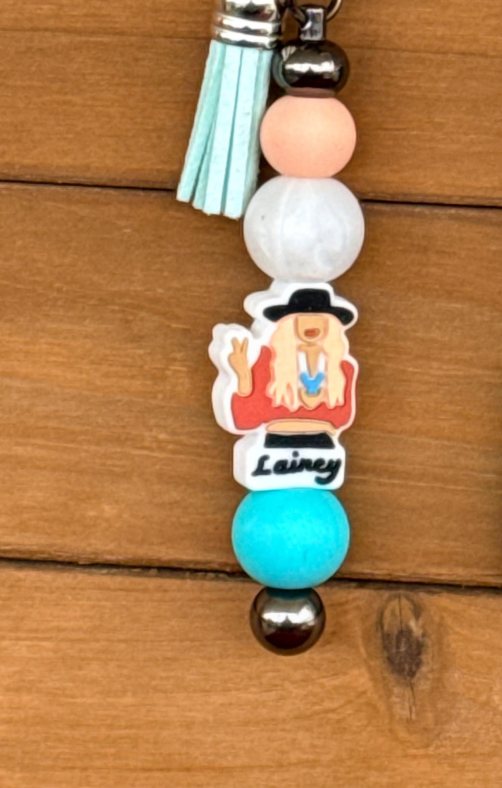 Country Music Silicone Beaded Faux Leather Tassel Keychain | Western Heart & Watermelon | Bag & Backpack Charm
