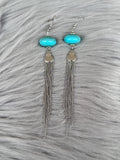 Western Boho Turquoise Stone & Silver Chain Dangle Earrings | Cowgirl Concert Jewelry