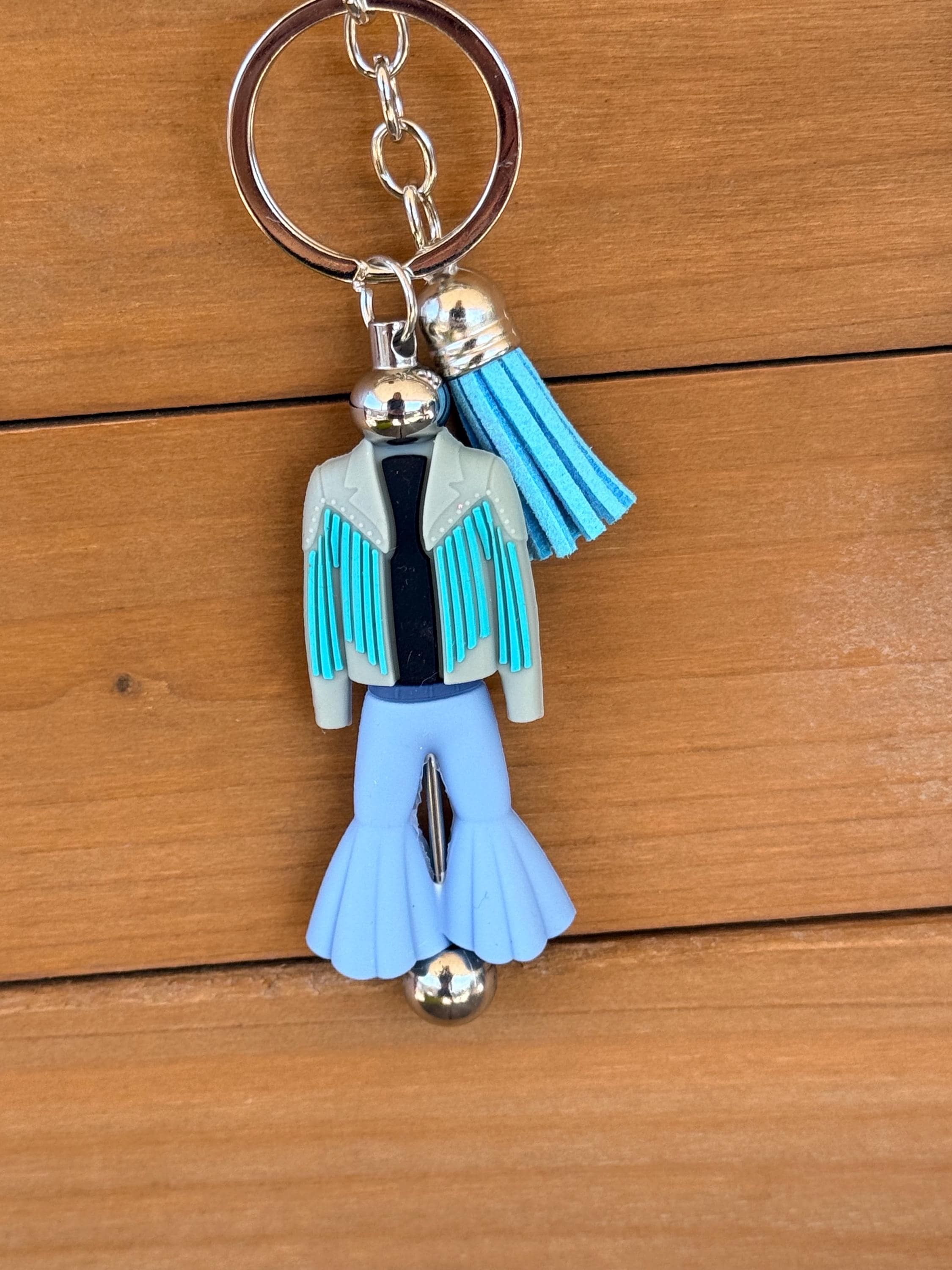 Bell Bottoms & Fringe Silicone Beaded Keychain | Country Music Bag Charm