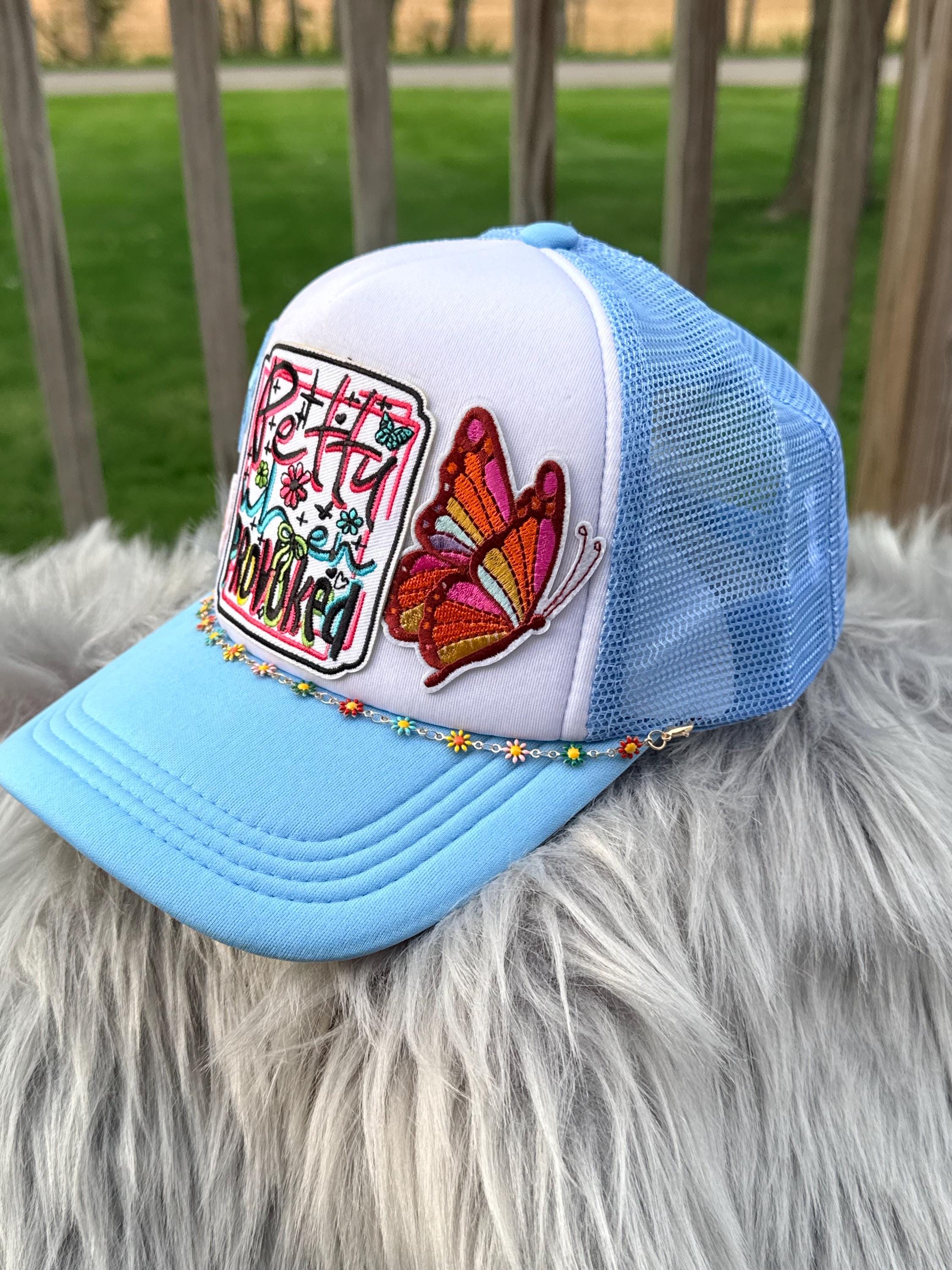 Petty When Provoked Trucker Hat | Sassy Summer Cap with Flower Hat Chain