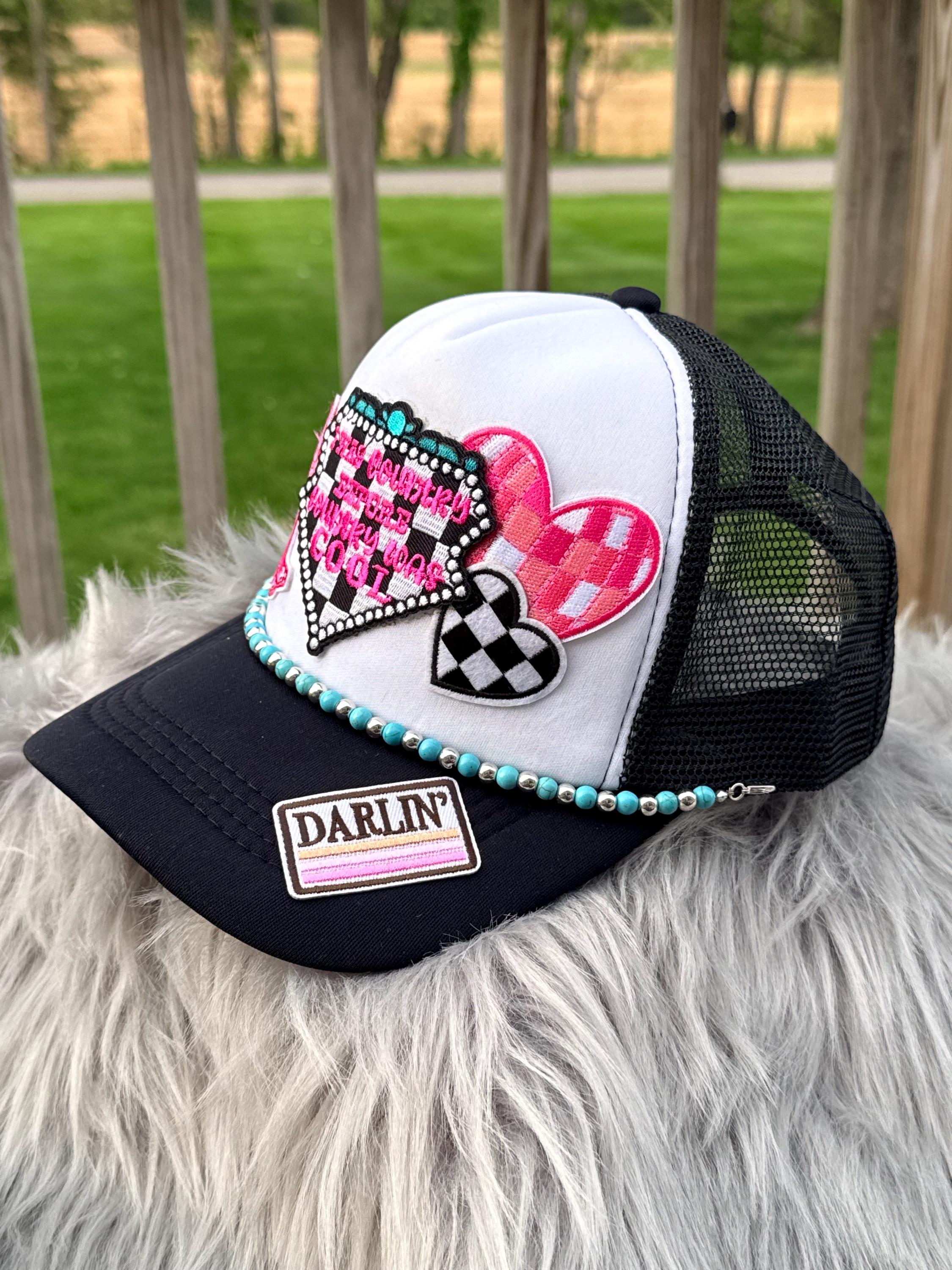 Classic Country Black Trucker Hat | Western Iron-On Patch Concert Cap