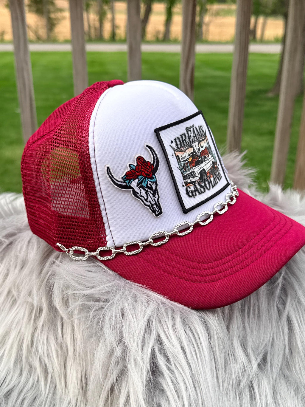 Maroon Western Trucker Hat | Iron-On Patch Country Cowgirl Cap | Concert & Festival Hat