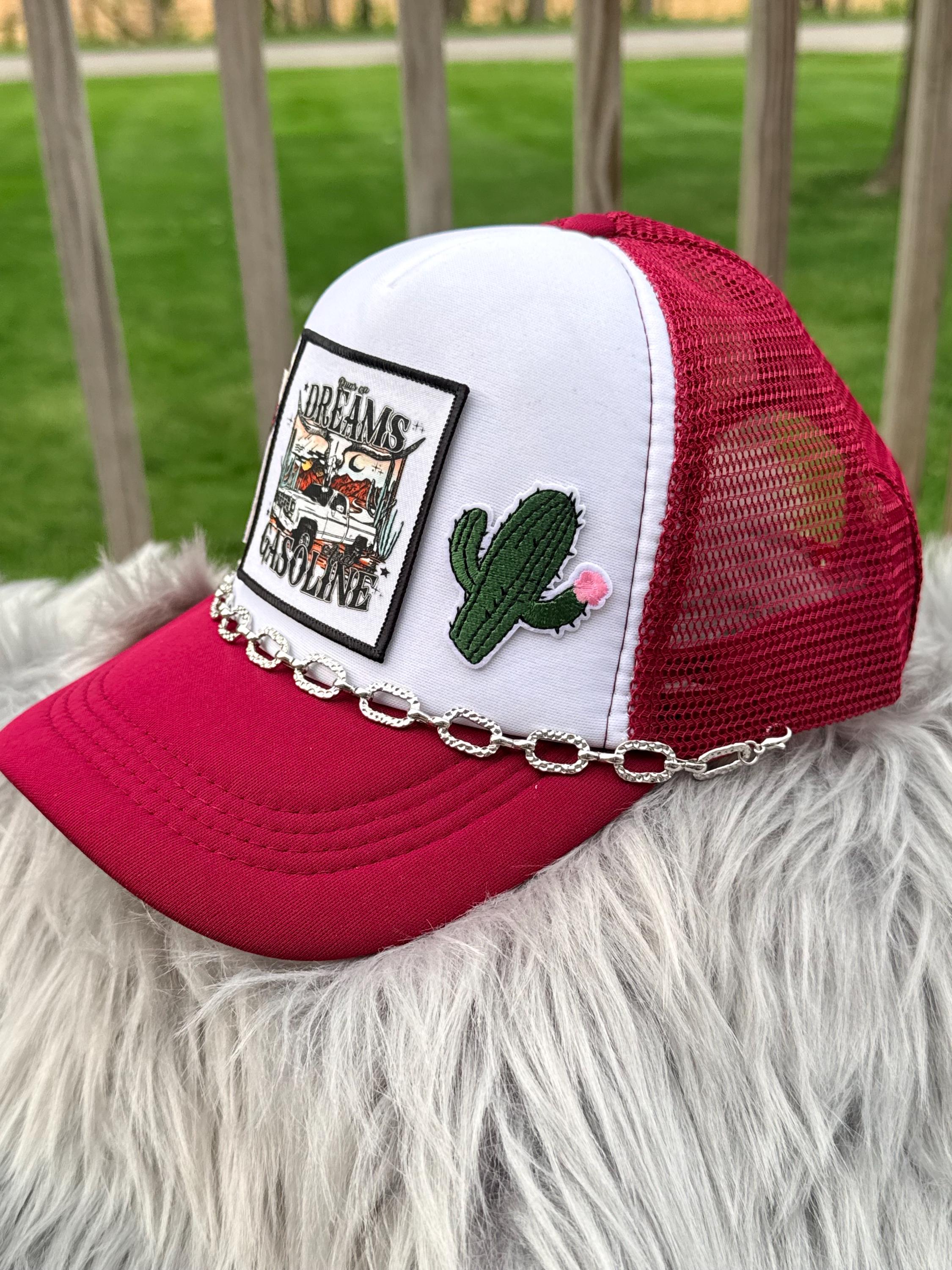 Maroon Western Trucker Hat | Iron-On Patch Country Cowgirl Cap | Concert & Festival Hat