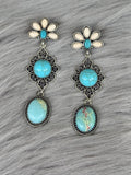 Western Boho Turquoise Concho Dangle Earrings | Cowgirl Statement Jewelry