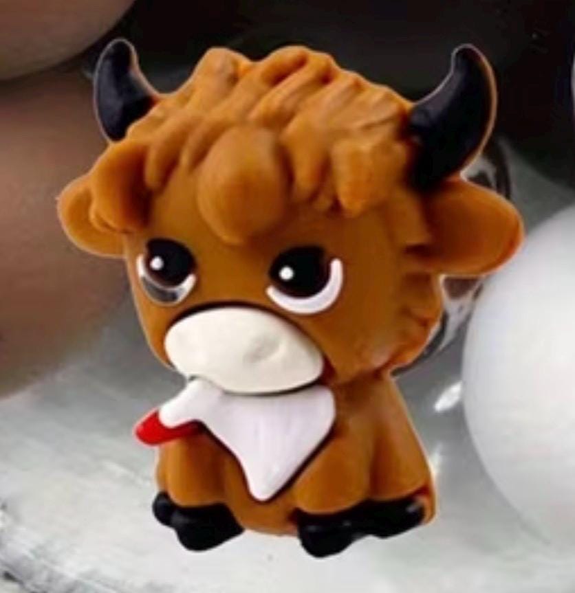 Highland Cow Silicone Focal Bead – For Keychains, Bracelets, Pens & Charms