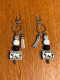 Funny Snarky Silicone Beaded Keychain with Leather Tassel - "If You See Me Out There Like This, Mind Ya Business"