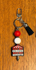 Funny Snarky Silicone Beaded Keychain & Wristlet with Leather Tassel - "Not My Circus, Not My Monkeys"