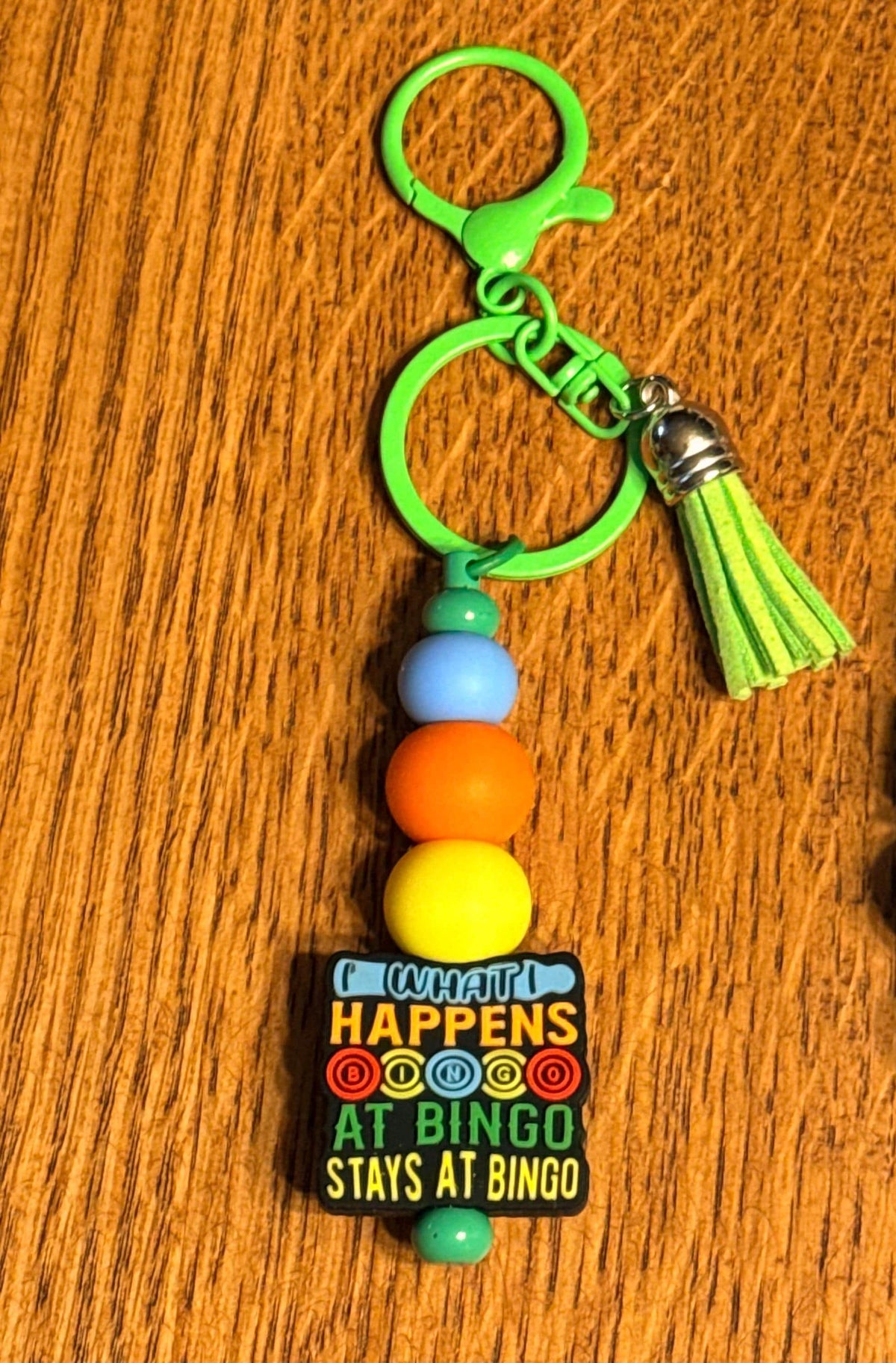Bingo Lover Silicone Beaded Keychain & Wristlet with Leather Tassel