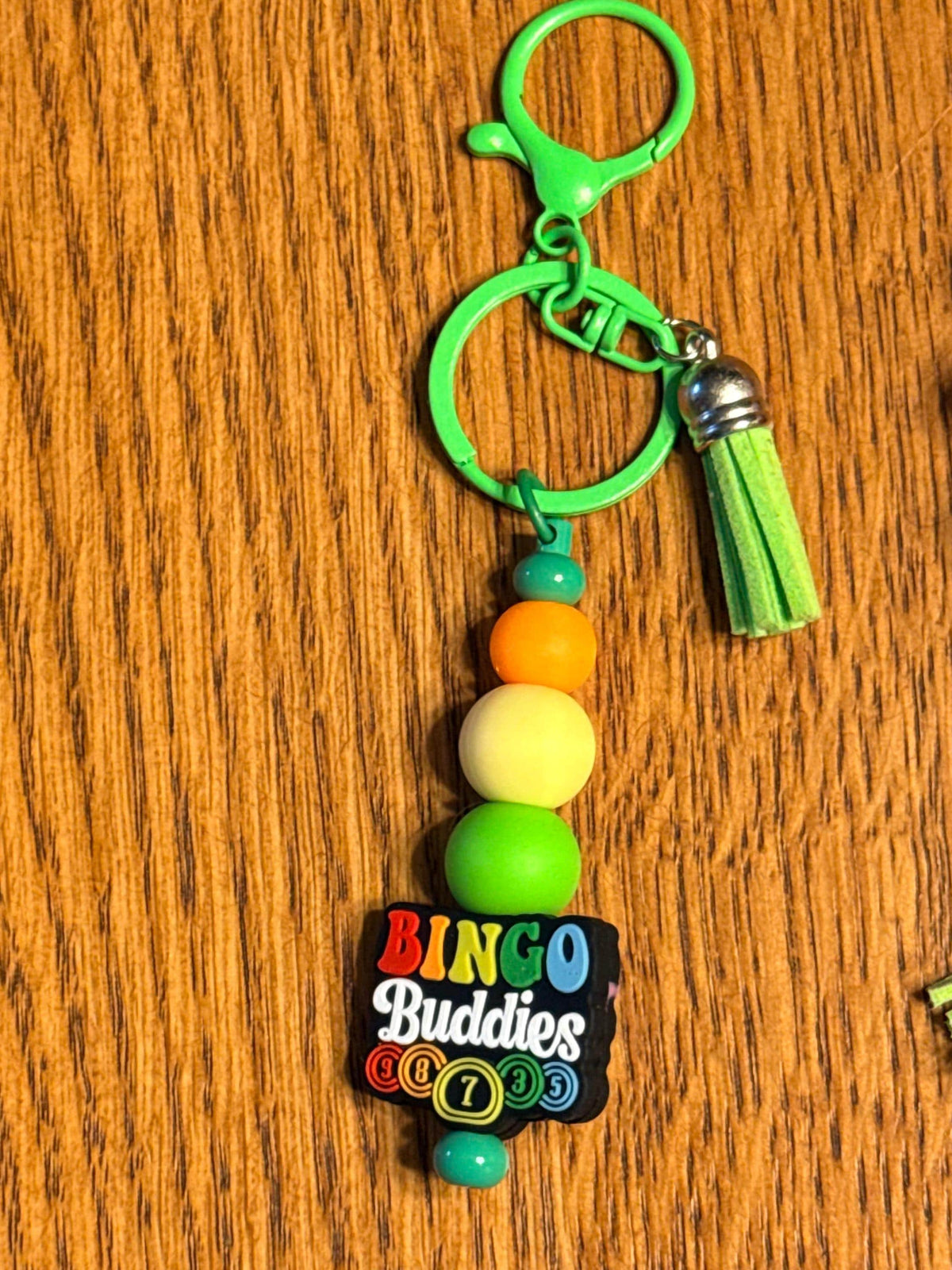 Bingo Lover Silicone Beaded Keychain & Wristlet with Leather Tassel