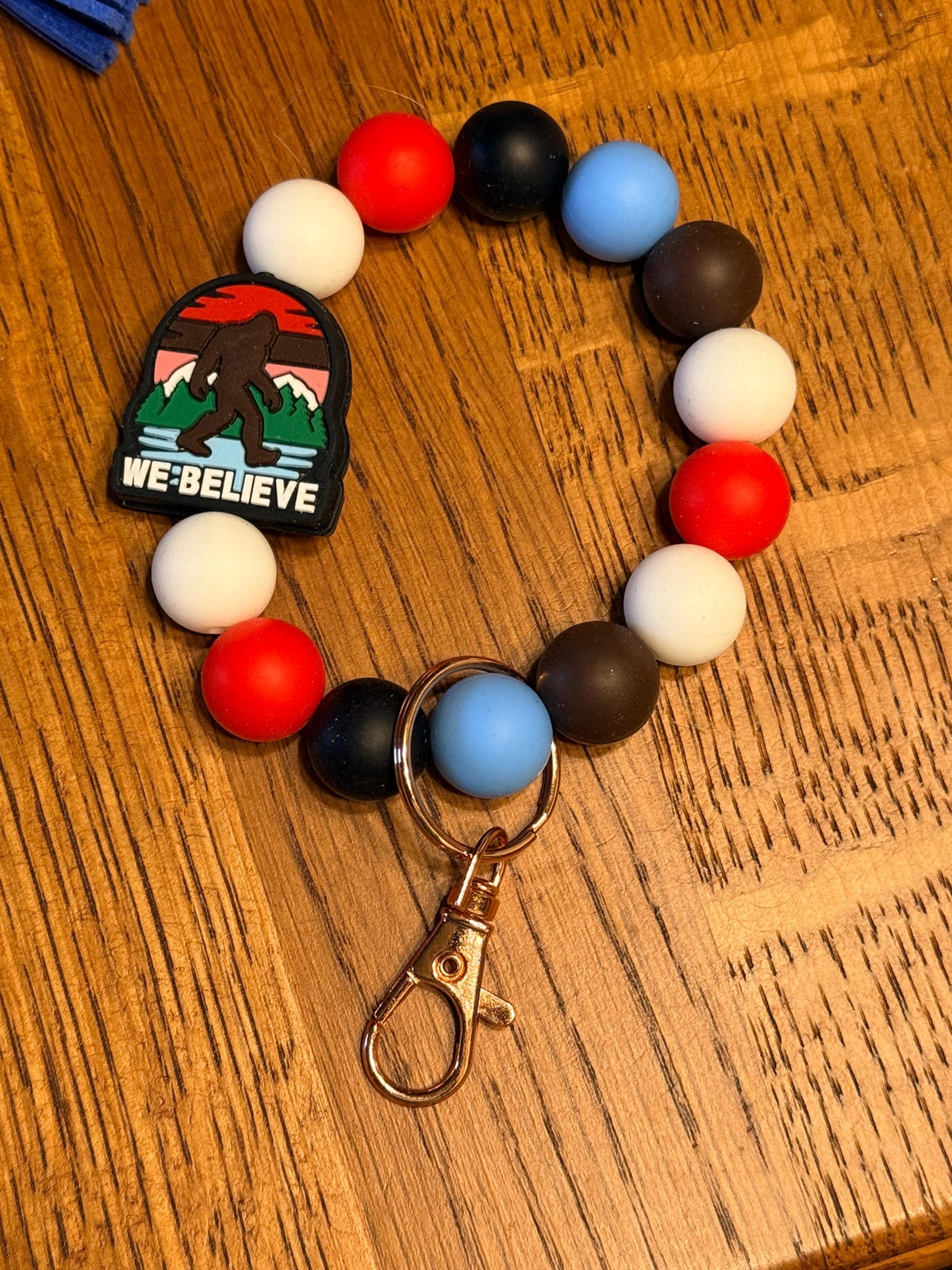Bigfoot Sasquatch Silicone Beaded Faux Leather Tassel Keychain | We Believe | Cryptid Adventure Bag Charm