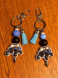 Side x Side UTV SXS Silicone Beaded Keychain with Leather Tassel