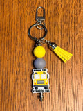 Funny Snarky Silicone Beaded Keychain with Leather Tassel - "Riding the Struggle Bus"