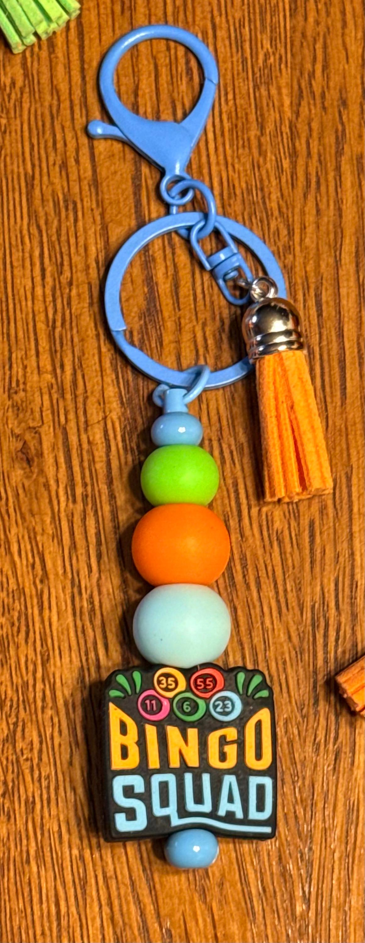 Bingo Lover Silicone Beaded Keychain & Wristlet with Leather Tassel