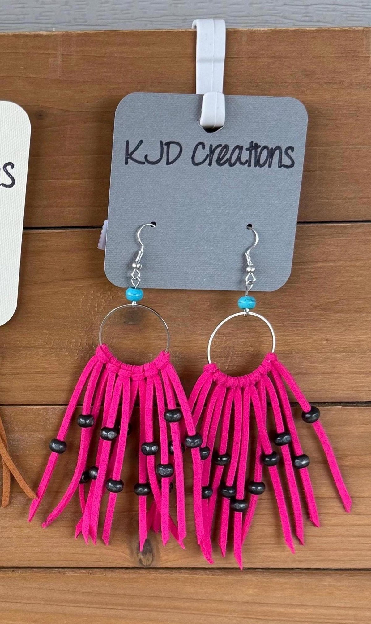 Hot Pink Faux Leather Fringe Earrings with Turquoise Accents – Western Boho Long Dangle